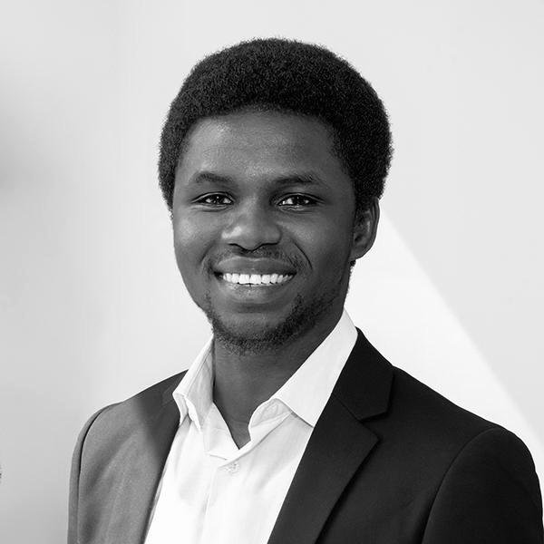 Black and white portrait of Crispin Foli